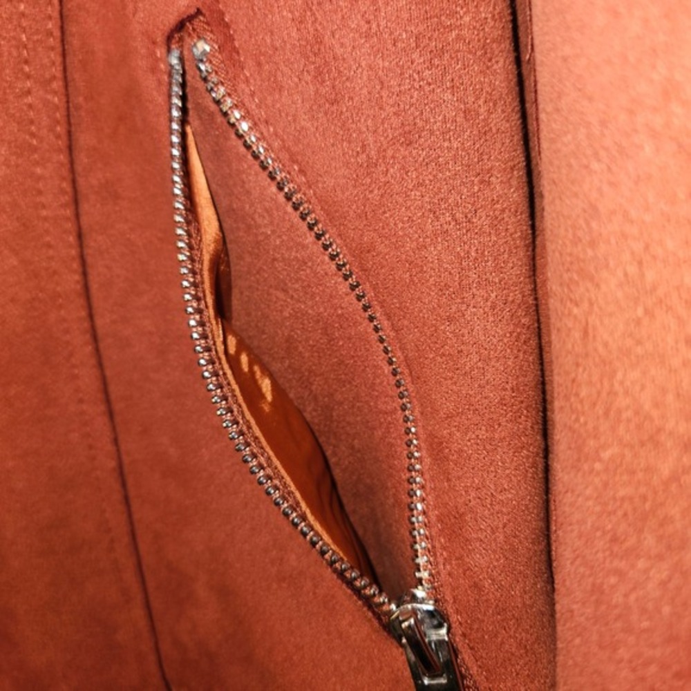 Philosophy Womens Faux Suede Moto Jacket Cognac Rust Brown Zip Front Size S - Picture 7 of 8
